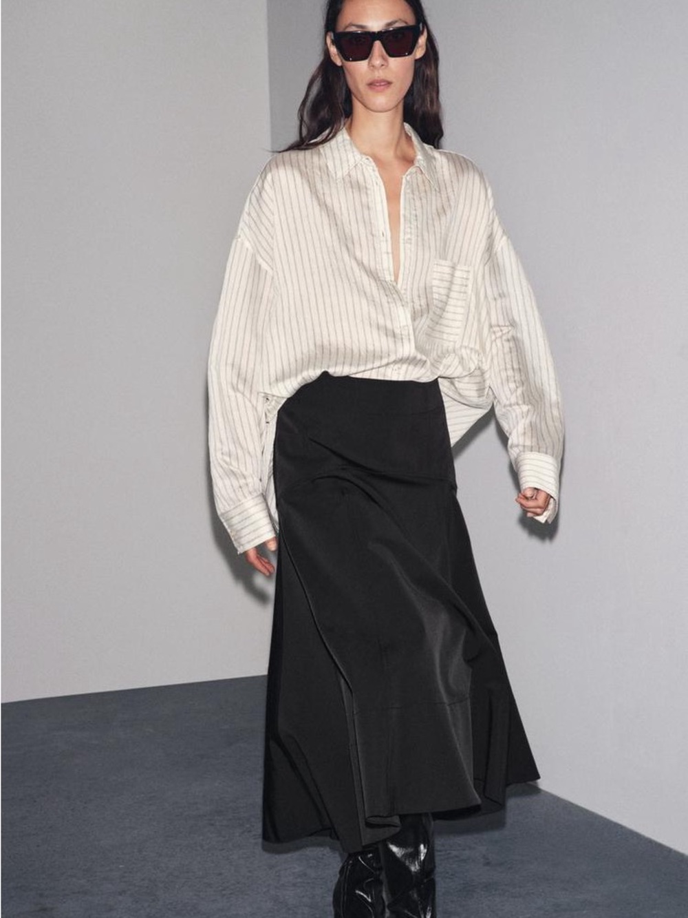 Zara Black Maxi Skirt with Subtle A-Line Flare